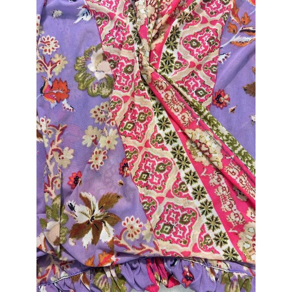 Free People Havana Blue Floral Print Sleeveless Surplice Top Small - Picture 9 of 9